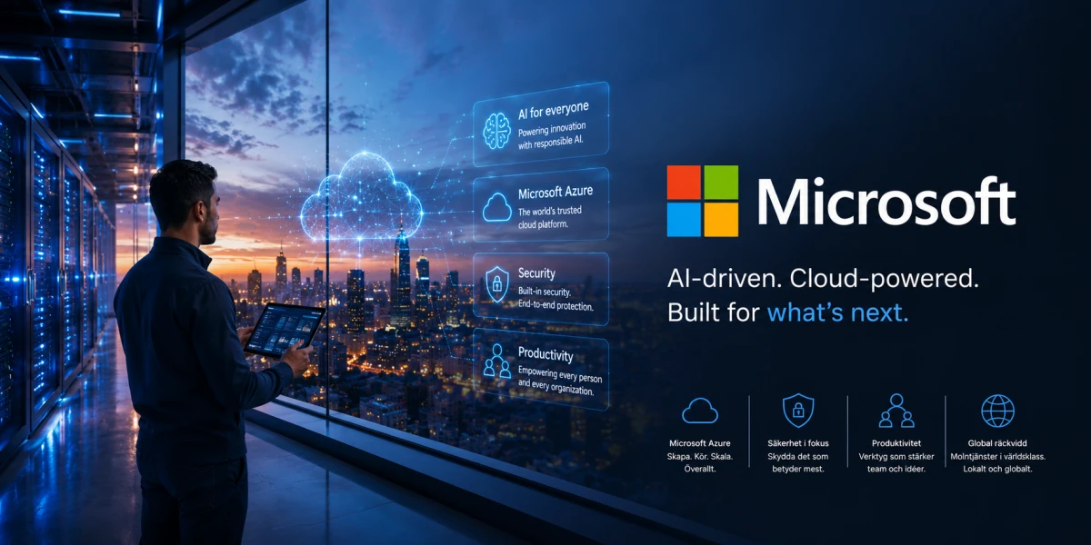 Microsoft använder AI för produktivitet, molntjänster och företagsverktyg.
