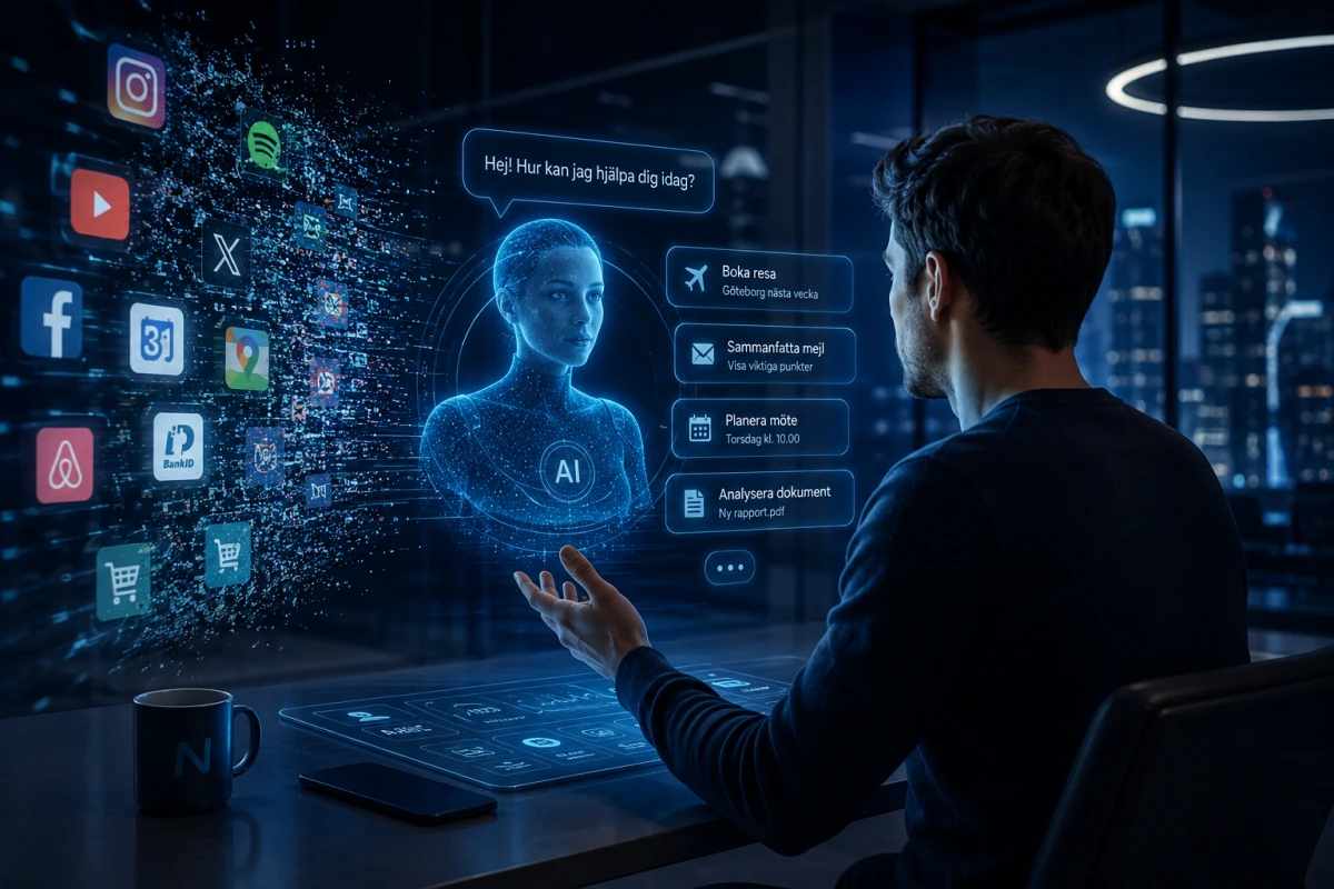 Person som kommunicerar med en AI-agent