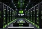 Futuristiskt Nvidia-datacenter med AI-servrar och avancerad AI-infrastruktur.