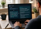 Person skriver en AI-prompt vid en laptop.
