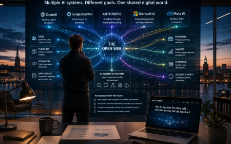Person analyserar hur flera AI-system med olika mål kopplas till samma digitala ekosystem.
