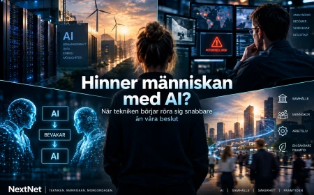 En person betraktar ett konceptuellt nätverk av teknik och samhällsinfrastruktur.