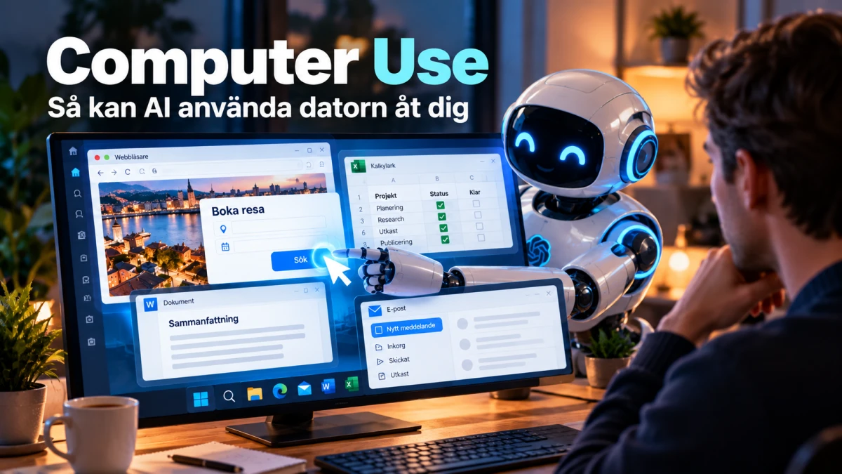 Person ser hur AI arbetar i ett datorgränssnitt på en skärm.